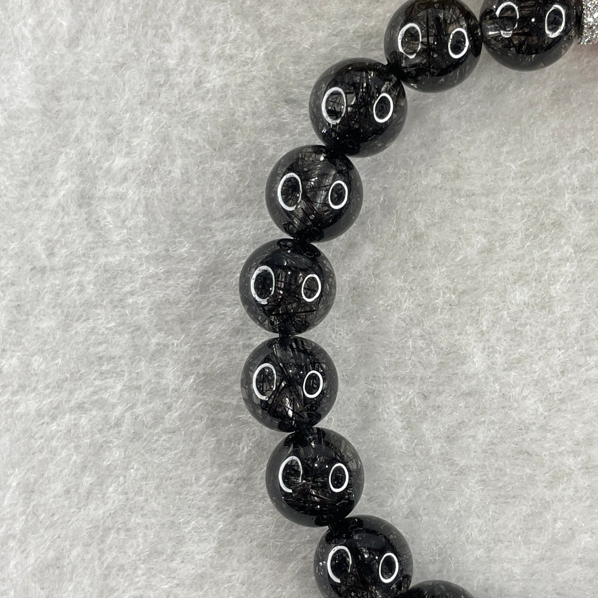 Natural Black Rutilated Quartz with Strawberry Quartz Beads Bracelet 17.79g 16cm 8.2mm 22Beads - 9.4mm 1Bead - Huangs Jadeite and Jewelry Pte Ltd