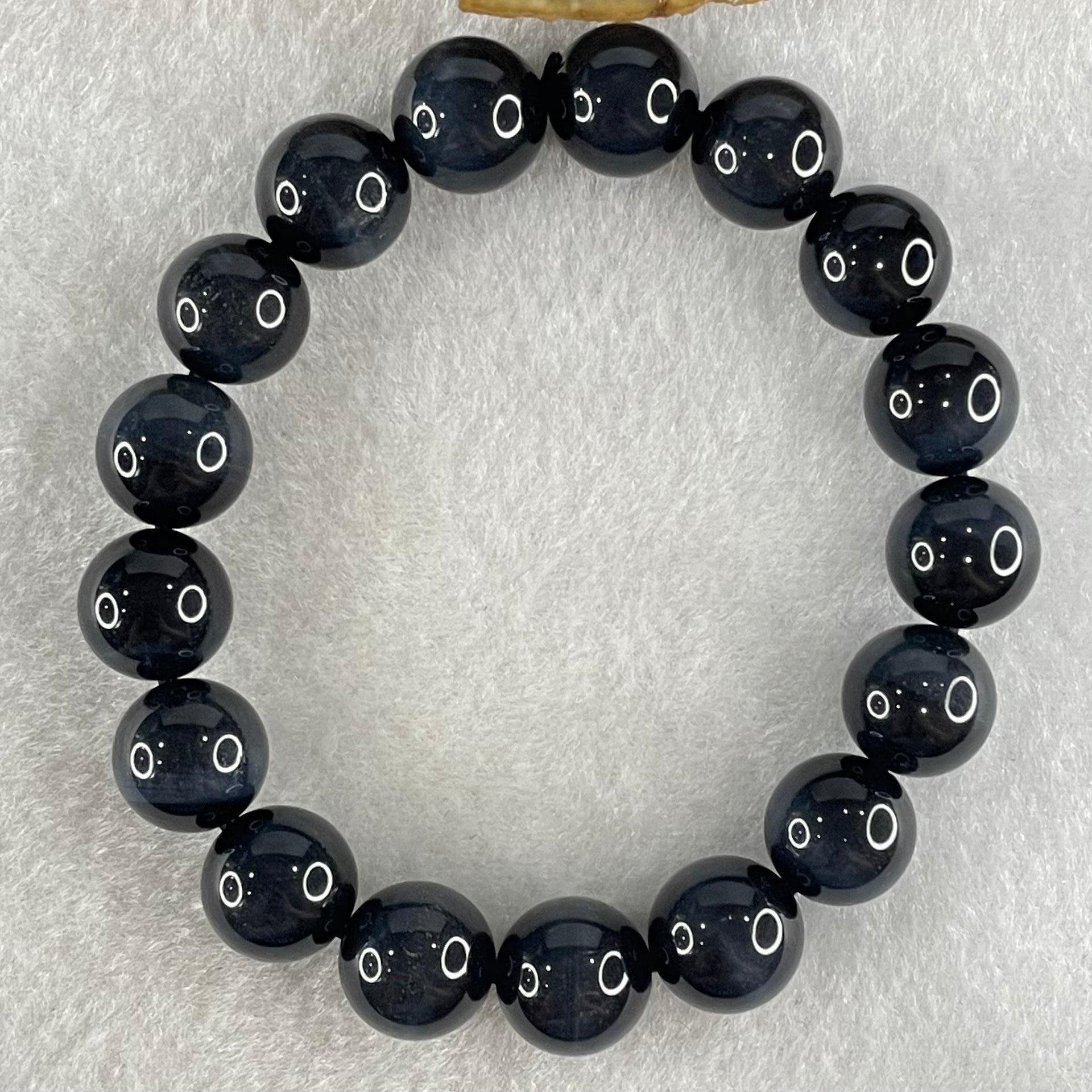 Natural Blue Tiger Eye Quartz Beads Bracelet 40.41g 17.5cm 12.0mm 17 Beads - Huangs Jadeite and Jewelry Pte Ltd