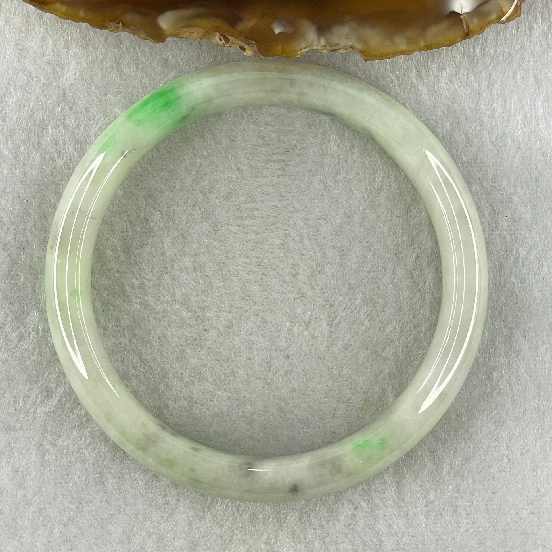 Type A Natural Green with Lavender Jadeite Bangle 33.91g Inner Diameter 51.0mm 10.9 by 7.0mm (Slight Internal Lines) - Huangs Jadeite and Jewelry Pte Ltd