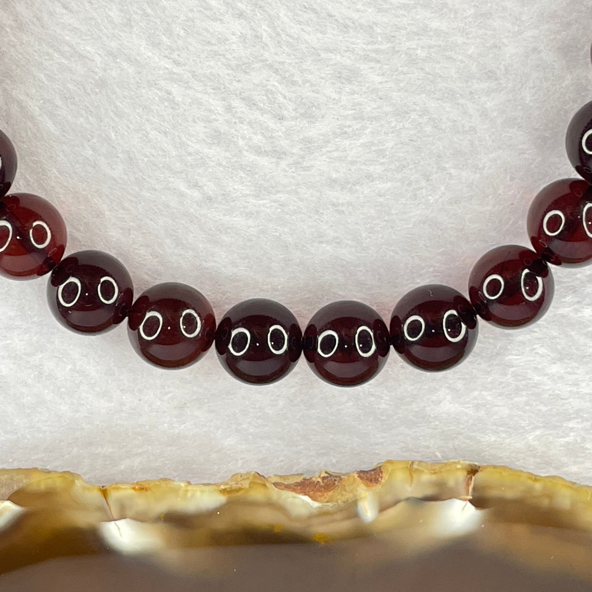 Natural Dark Red Blood Amber Beads Bracelet 天然血珀手链 8.12g 17cm 8.7mm 23 Beads - Huangs Jadeite and Jewelry Pte Ltd