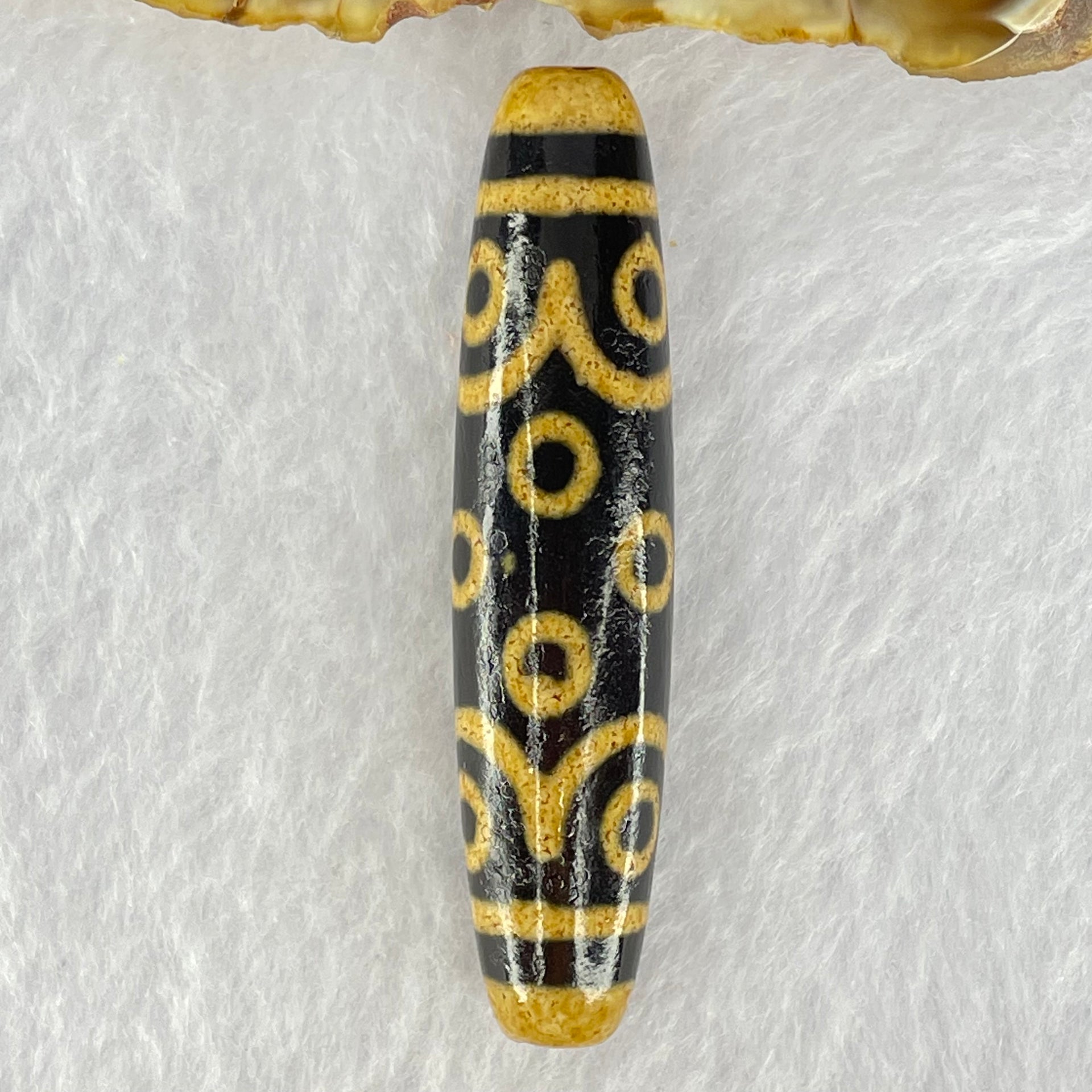 Natural Powerful Tibetan Old Oily Dark and Light Brown Agate 15 Eyes Dzi Bead Heavenly Master (Tian Zhu) 十五眼天诛 15.03g 59.9 by 13.4mm - Huangs Jadeite and Jewelry Pte Ltd