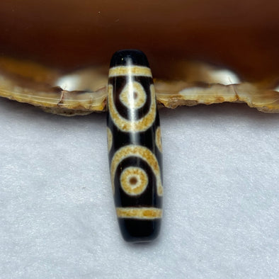 Natural Powerful Tibetan Old Oily Agate 6 Eyes Dzi Bead Heavenly Master (Tian Zhu) 六眼天诛 6.74g 38.4 by 10.9mm - Huangs Jadeite and Jewelry Pte Ltd