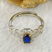 Blue Cubic Zirconia in S925 Sliver Ring (Adjustable Size) 1.68g 6.1 by 3.8mm 2.0mm - Huangs Jadeite and Jewelry Pte Ltd