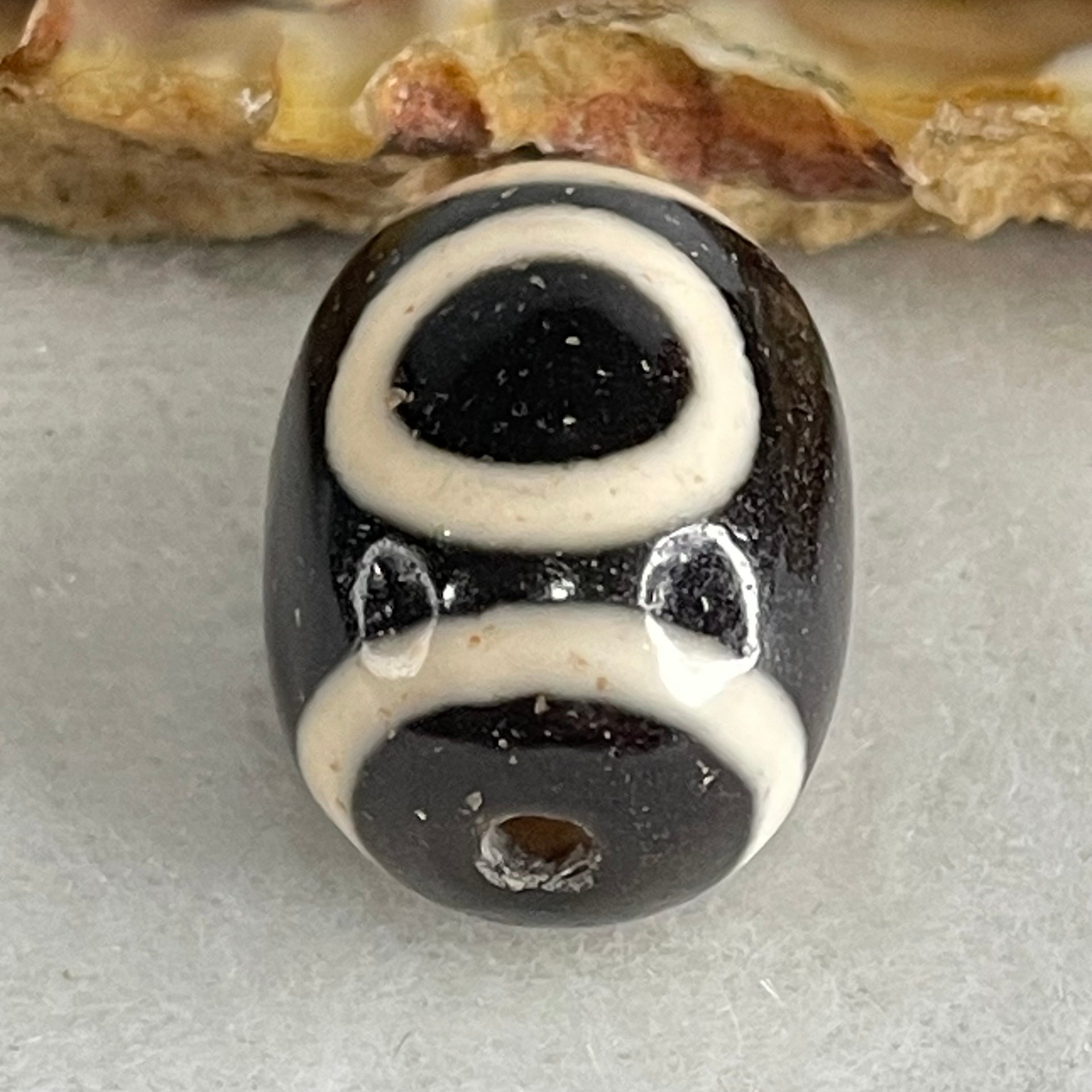 Natural Powerful Tibetan Old Oily Agate 1 Eye With Swastika Dzi Bead (Hotu Dzi) 5.20g 17.9 by 13.8mm - Huangs Jadeite and Jewelry Pte Ltd