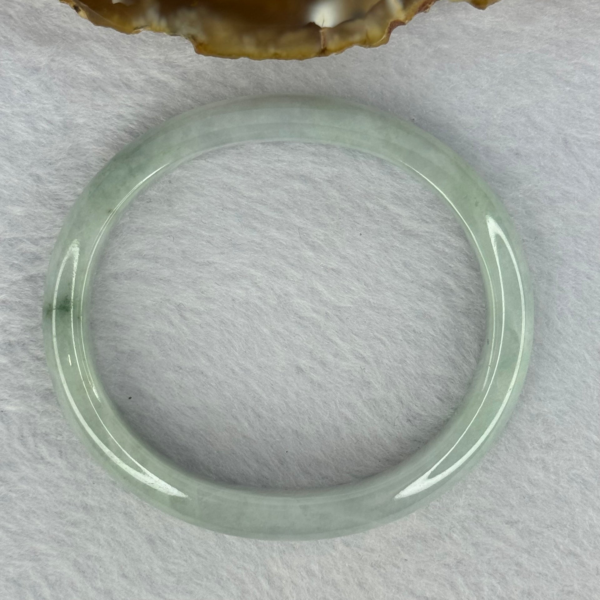 Type A Light Green Lavender Jadeite Oval Bangle 27.97g Internal Diameter 52.08mm 9.6 by 6.1mm (Very Slight External Rough) - Huangs Jadeite and Jewelry Pte Ltd