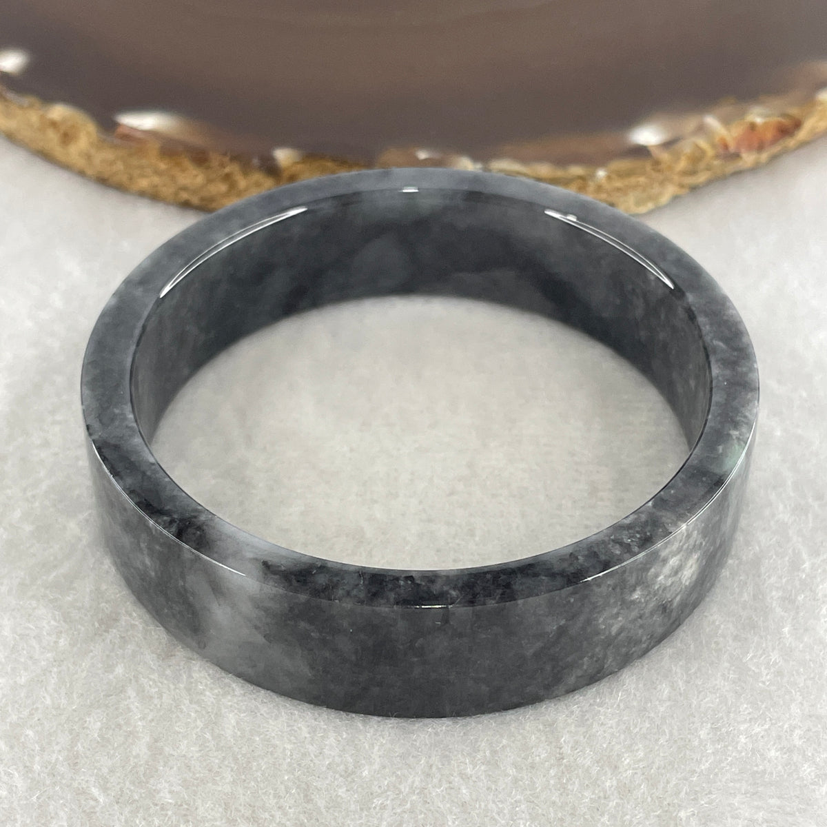 Natural Type A Wuji Grey Jadeite Bangle | (45.99g | 54.2mm ID | 14.7 x 5.2mm | Very Slight Internal Line | Supreme Psychic Shield & Yin-Yang Balance Anchor, Protection & Minimalist Bangle) - Huangs Jadeite and Jewelry Pte Ltd