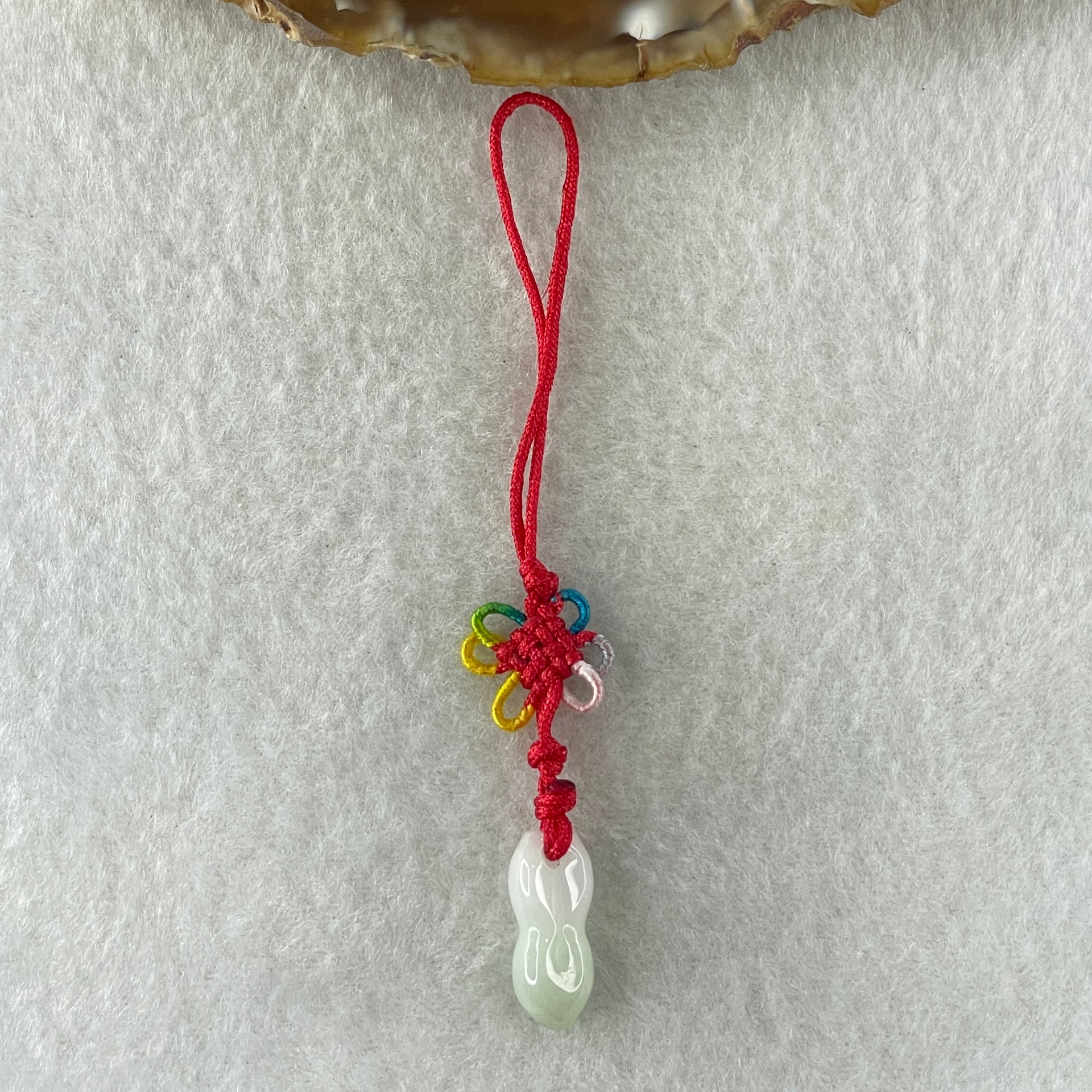 Type A Green with Lavender Jadeite Peanut Charm 1.78g 18.0 by 6.5mm - Huangs Jadeite and Jewelry Pte Ltd