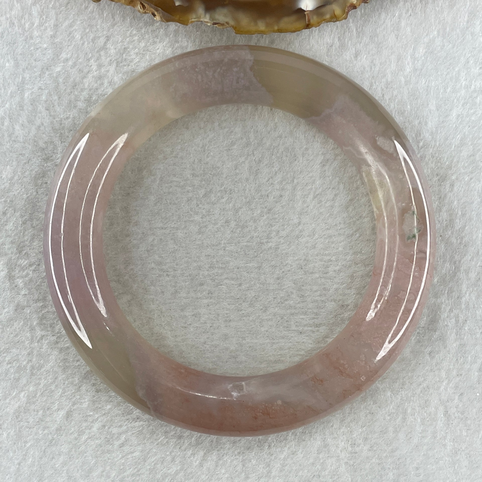 Natural Pinkish Agate Bangle 64.57g Internal Diameter 57.2mm 12.0 by 12.3mm (Perfect) - Huangs Jadeite and Jewelry Pte Ltd