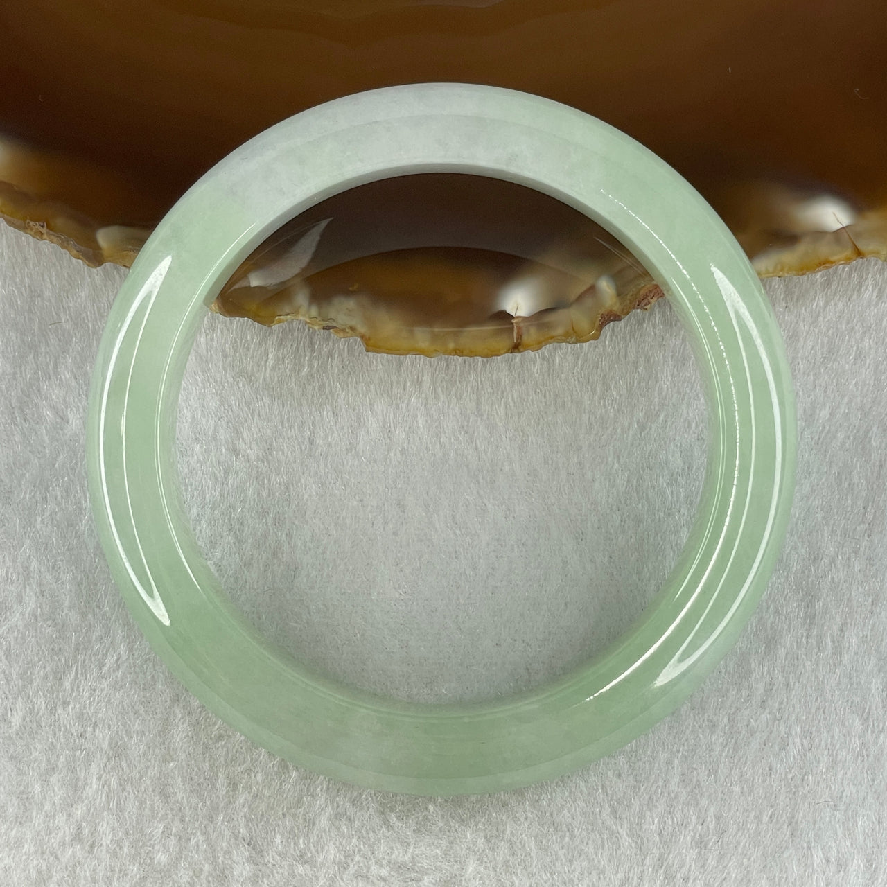 Type A Natural Light Green with Lavender Jadeite Bangle 52.26g Inner Diameter 52.9mm 11.5 by 8.8mm (Slight Internal Lines) - Huangs Jadeite and Jewelry Pte Ltd