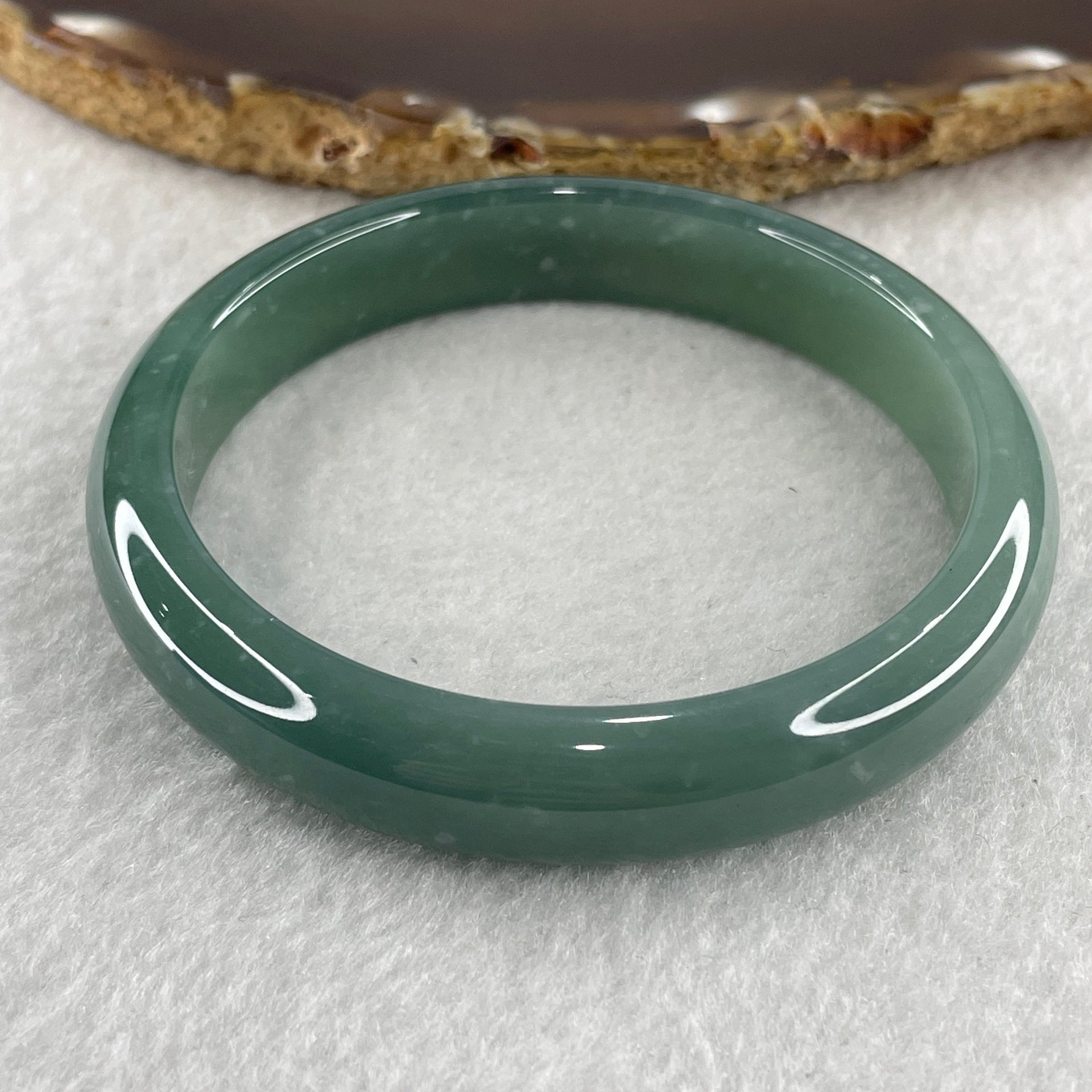 Certified Type A Semi Icy Blueish Green Jadeite Bangle 44.83g inner diameter 58.7mm 11.6 by 6.7mm (Perfect) - Huangs Jadeite and Jewelry Pte Ltd