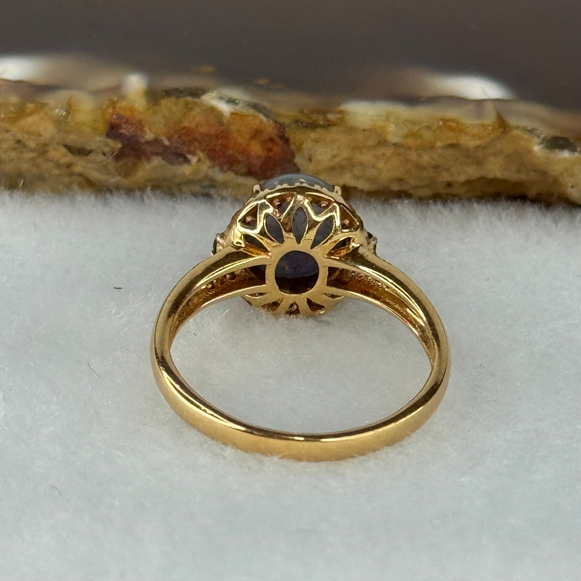 Certified Rare Type A Deep Intense Lavender Jade Jadeite  8.4 by 7.5 by 8.2mm with Diamonds and Jadeite 18K Rose Gold Ring HK14 US6.5 Inner Diameter 17.2mm 3.30g - Huangs Jadeite and Jewelry Pte Ltd
