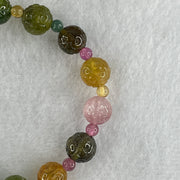 Good Grade Natural Tourmaline Crystal Beads Bracelet 15.43g 14cm 8.7mm 15Beads - Huangs Jadeite and Jewelry Pte Ltd
