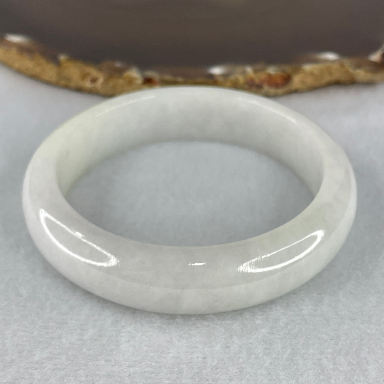 Certified Natural Type A White to Colorless Jadeite Bangle 63.675g Internal Diameter 57.3mm 14.3 by 8.4mm (Very Very Slight Internal Line)