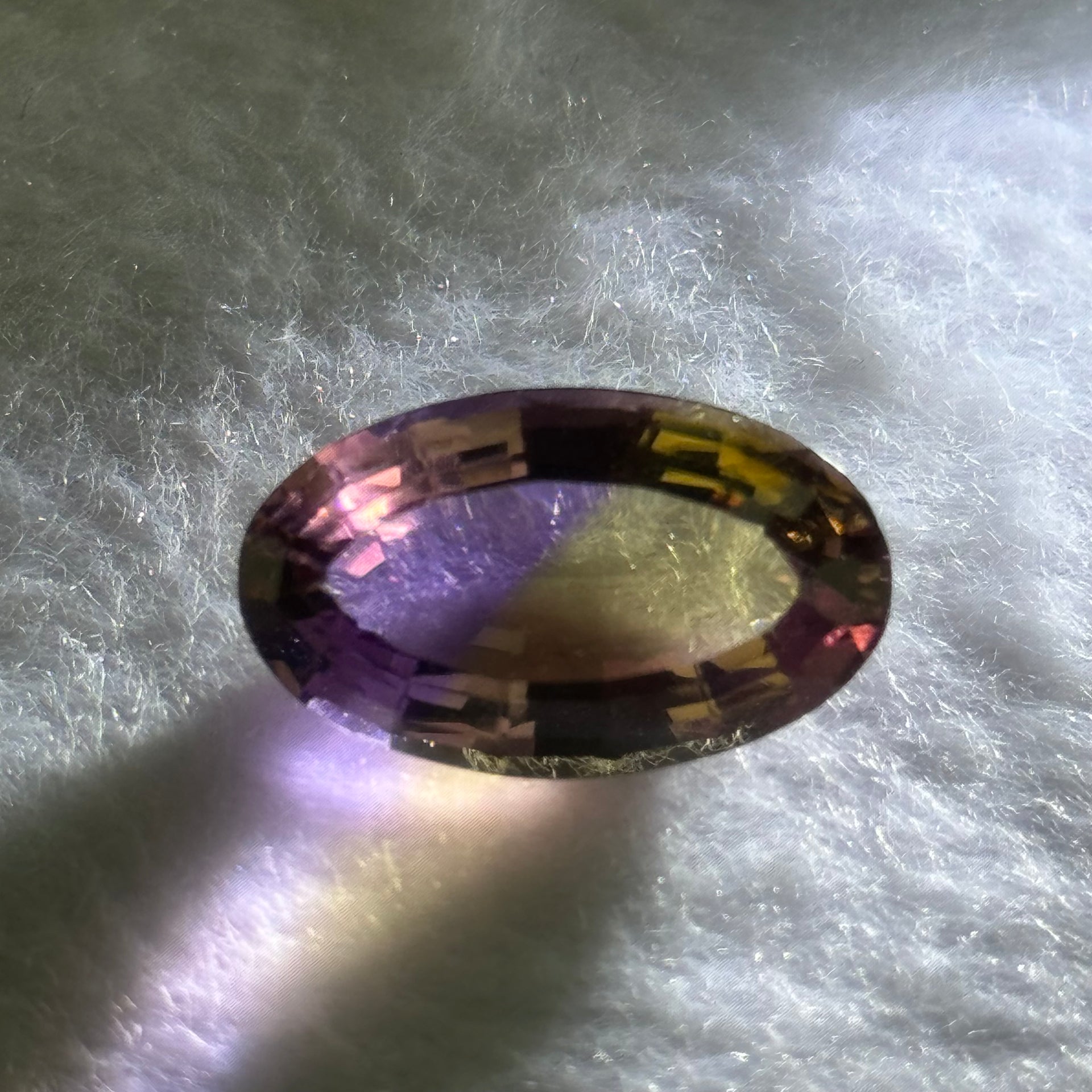 Natural Faceted Ametrine Egg Shape 16.39ct 21.3 by 12.8 by 9.5mm - Huangs Jadeite and Jewelry Pte Ltd