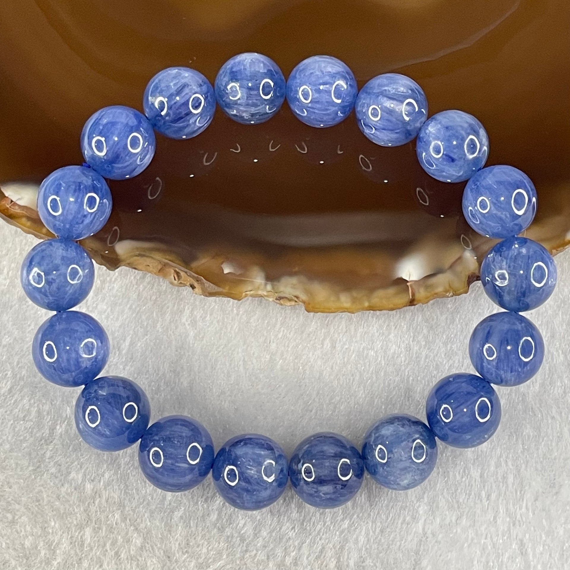 Natural Blue Kyanite Beads Bracelet 38.78g 15.5cm 10.7 18 Beads - Huangs Jadeite and Jewelry Pte Ltd