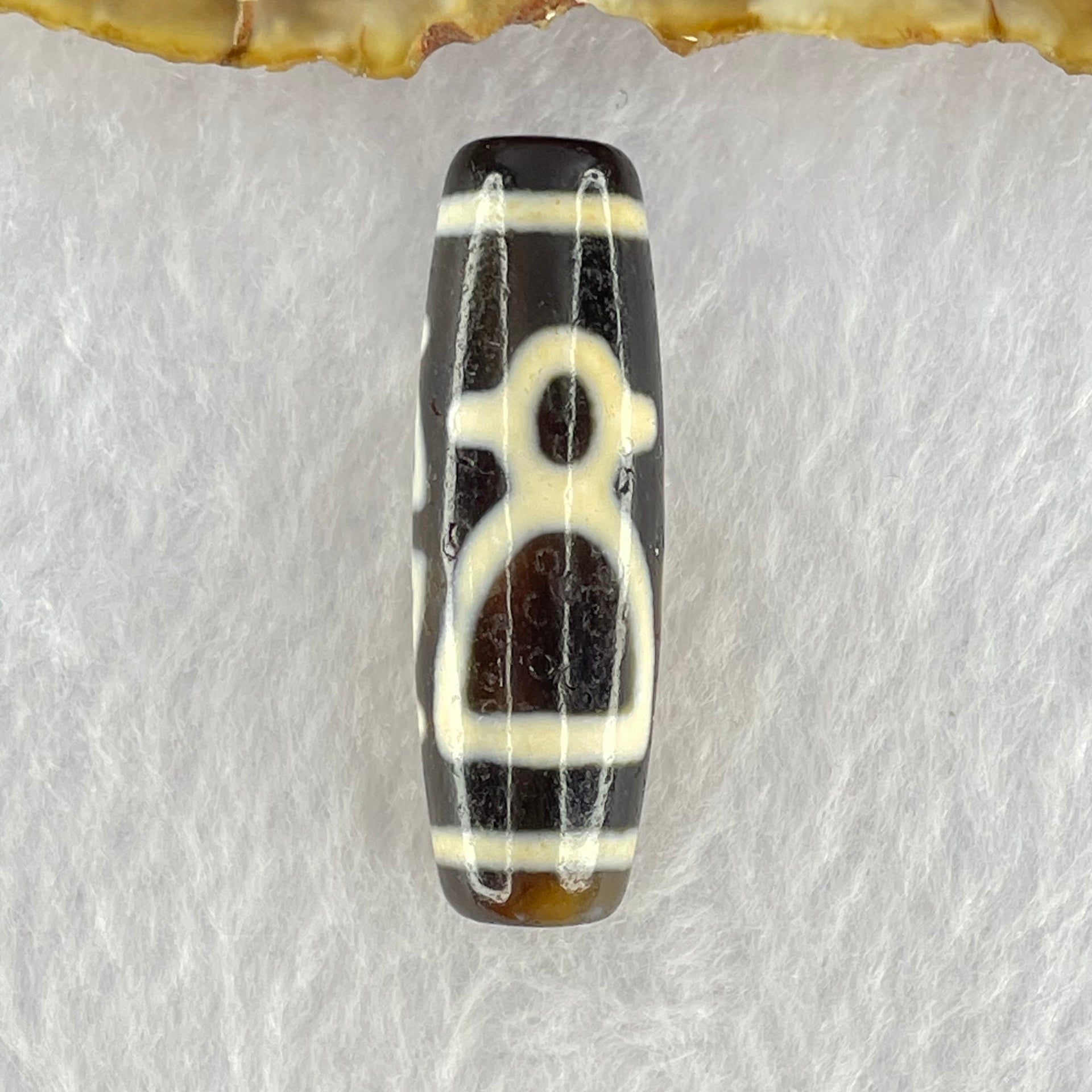 Natural Powerful Tibetan Old Oily Agate 5 Cai Shen Dzi Bead Heavenly Master (Tian Zhu) 9.19g 38.2 by 12.4mm - Huangs Jadeite and Jewelry Pte Ltd