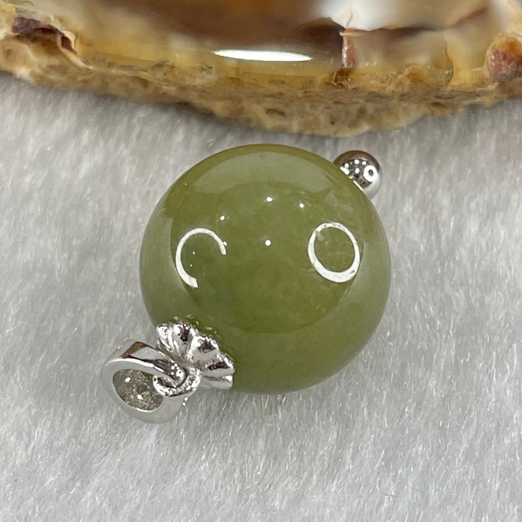 Type A Brown Jadeite Bead in S925 Silver Pendant for Bracelet/Necklace 5.20g 13.9mm - Huangs Jadeite and Jewelry Pte Ltd