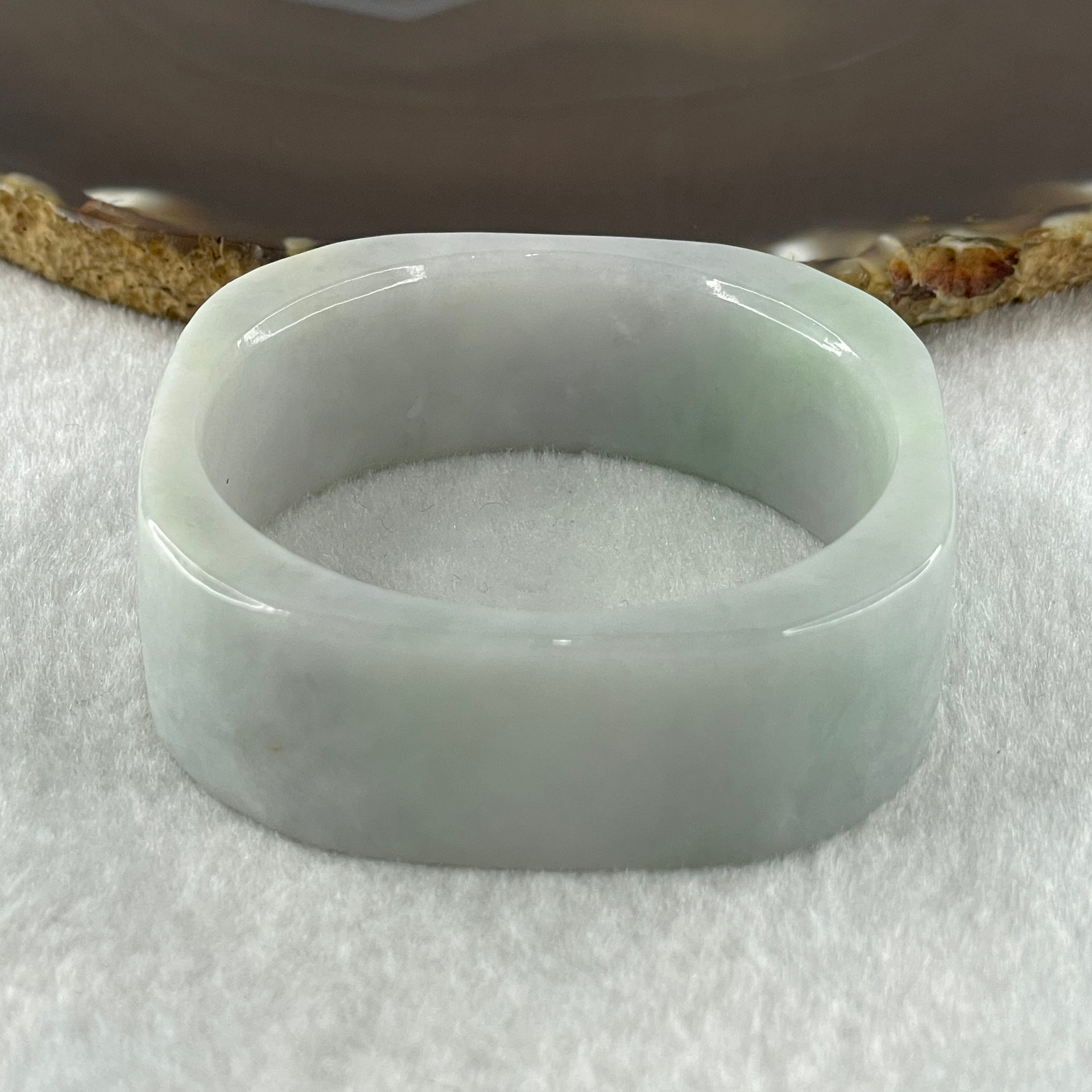 Type A Natural Green with Lavender Jadeite Squarish Rounded Bangle 69.02g Inner Diameter 49.9mm 19.6 by 8.0mm (Very Very Slight Internal Lines) - Huangs Jadeite and Jewelry Pte Ltd