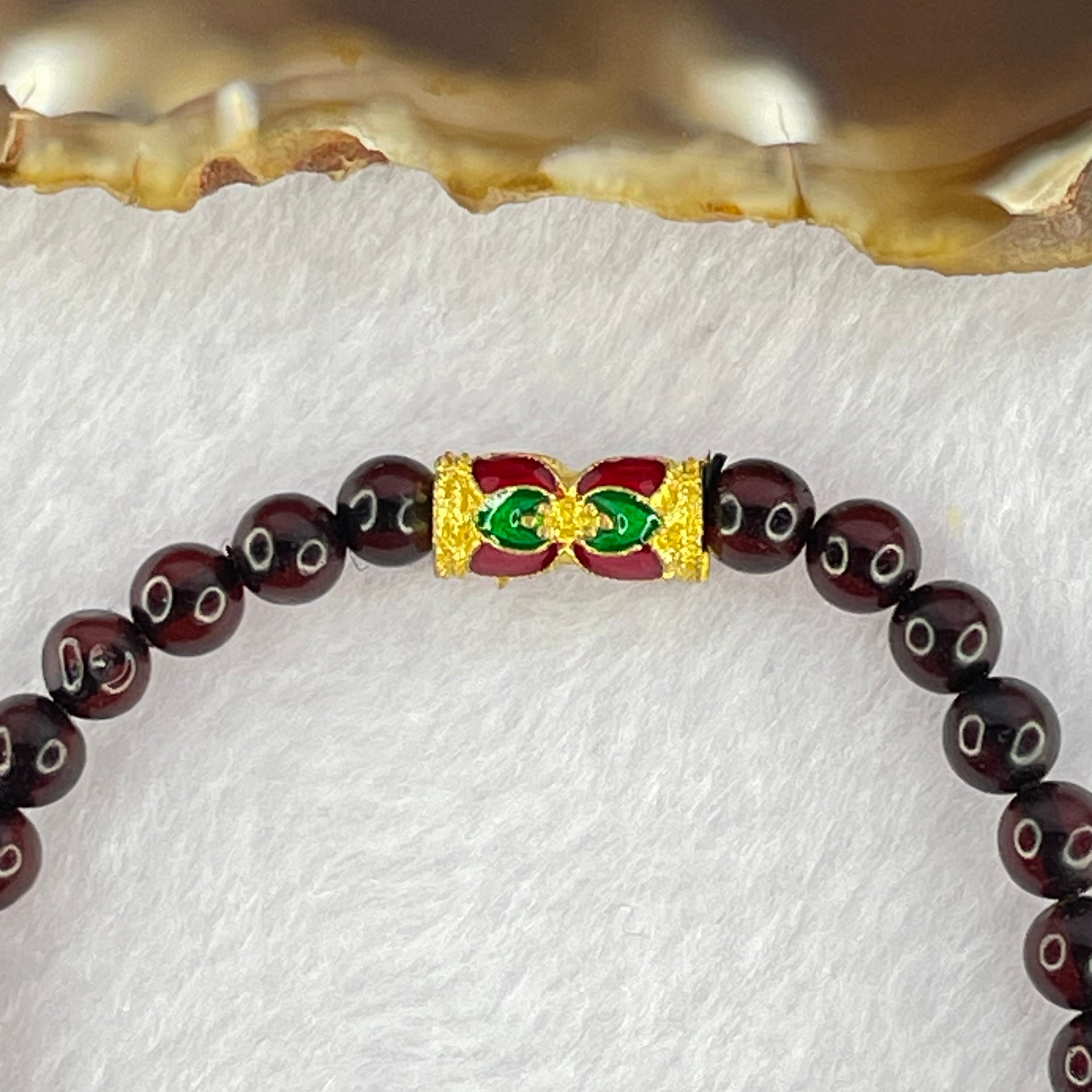 Natural Dark Blood Red Amber Beads Bracelet 天然血珀手链  3.95g 15cm 5.4mm 31 Beads - Huangs Jadeite and Jewelry Pte Ltd