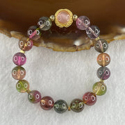 Very Good Grade Natural Tourmaline Crystal Beads with Charm Bracelet 19.74g 14cm 8.8mm 17Beads - Huangs Jadeite and Jewelry Pte Ltd