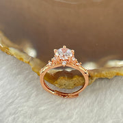 Colourless Cubic Zirconia with Crystals In PT950 Plated Sliver Rose Gold Color Ring (Adjustable Size) 2.41g 7.1 by 4.2mm - Huangs Jadeite and Jewelry Pte Ltd