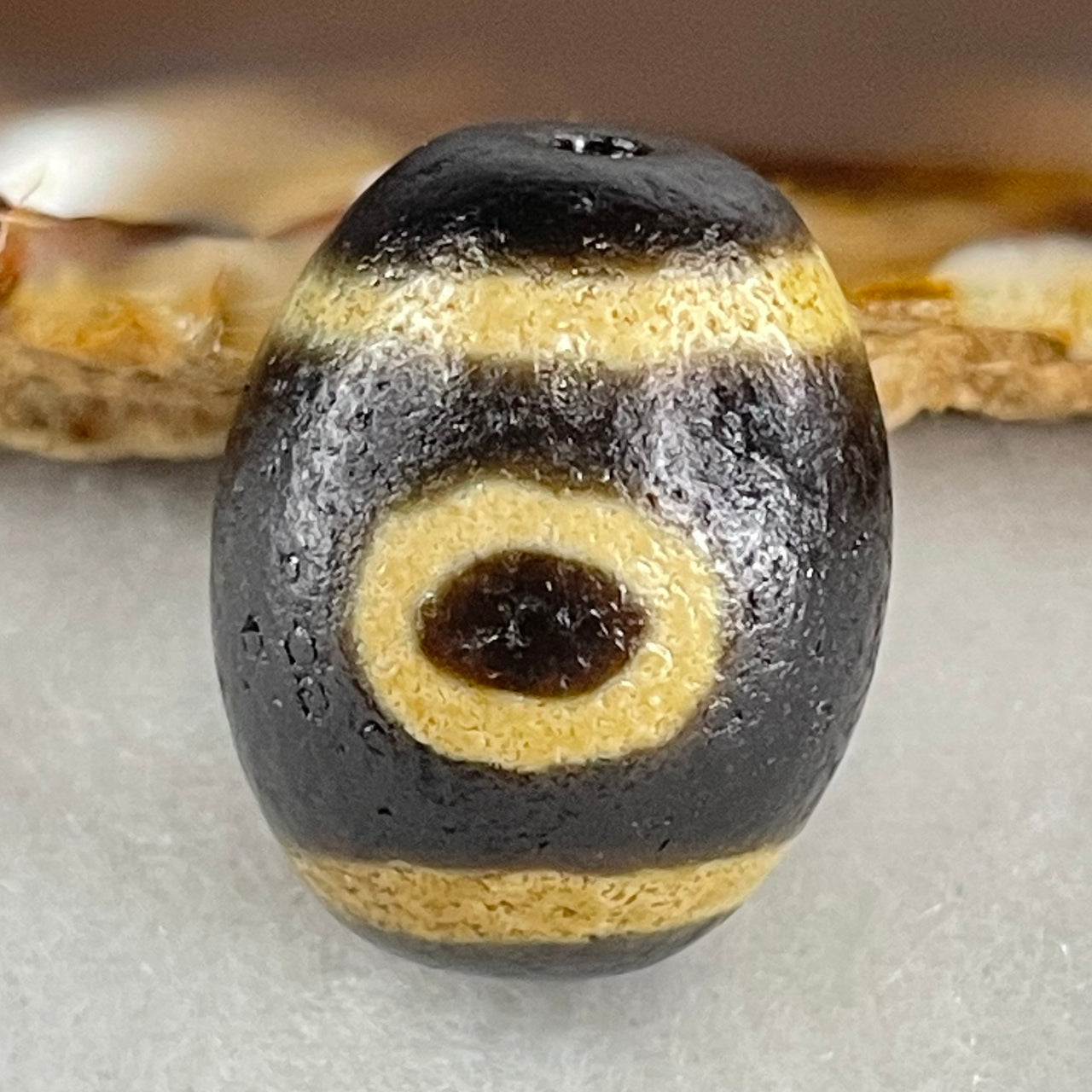 Natural Powerful Tibetan Old Oily Agate Sky Door Serenity 1 Eye Dzi Bead Heavenly Master (Tian Zhu) 一眼天诛 8.26g 20.9g by 16.8mm - Huangs Jadeite and Jewelry Pte Ltd