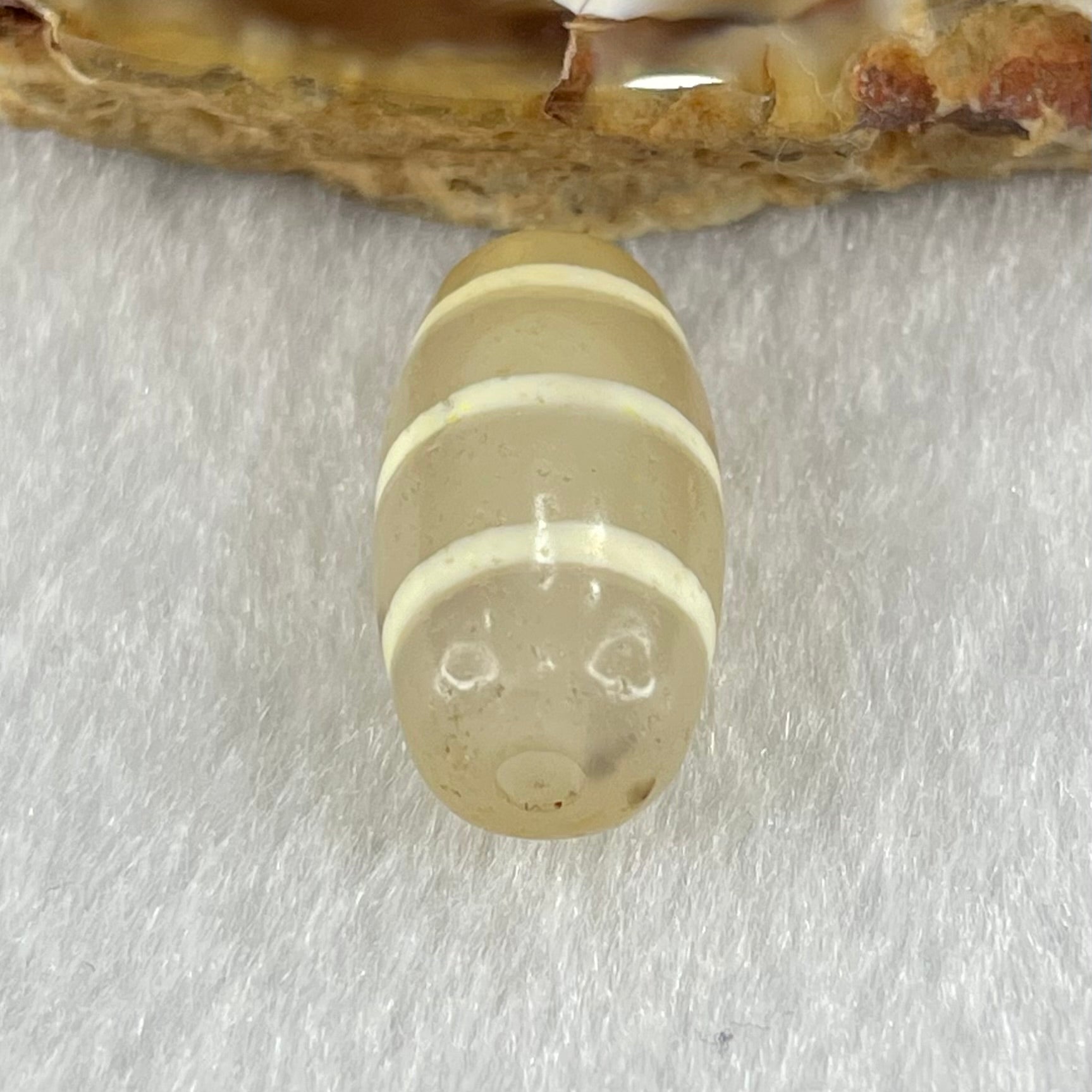 Natural Powerful Tibetan Old Oily Agate 3-Lines Dzi Bead Heavenly Master (Tian Zhu) 三行天诛 2.99g 20.1 by 10.2mm - Huangs Jadeite and Jewelry Pte Ltd