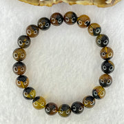 Natural Brownish Yellow Flower Medicine Amber Beads Bracelet 9.45g 16.5cm 9.4mm 21 Beads - Huangs Jadeite and Jewelry Pte Ltd