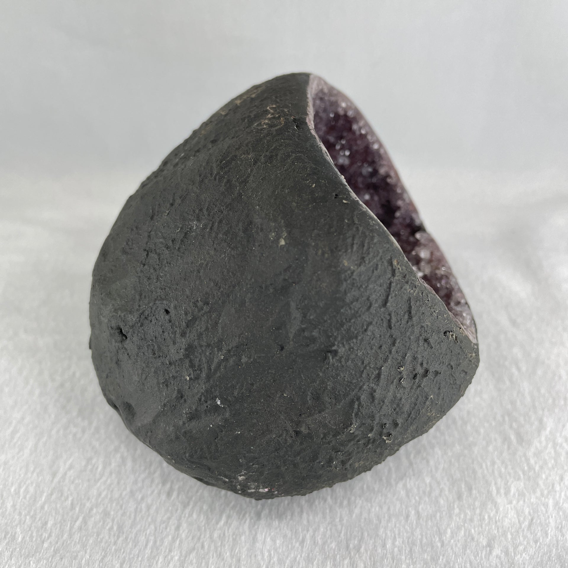 Natural Amethyst Cave with Wooden Stand 2,387.0g 153.2 by 143.7 by 165.0mm - Huangs Jadeite and Jewelry Pte Ltd