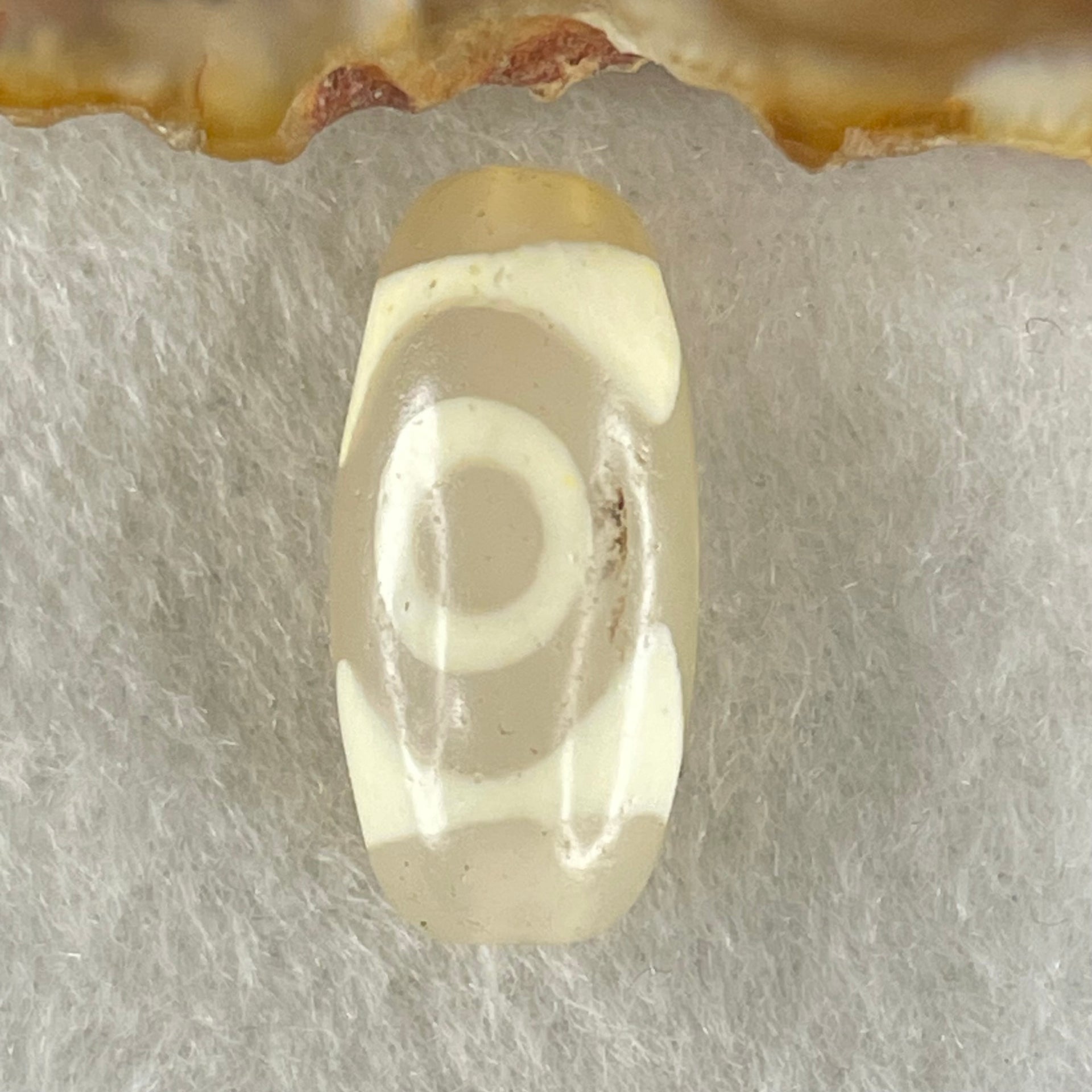 Natural Powerful Tibetan Old Oily Agate 3 Eyes Dzi Bead Heavenly Master (Tian Zhu) 三眼天诛 2.63g 20.0 by 9.7mm - Huangs Jadeite and Jewelry Pte Ltd