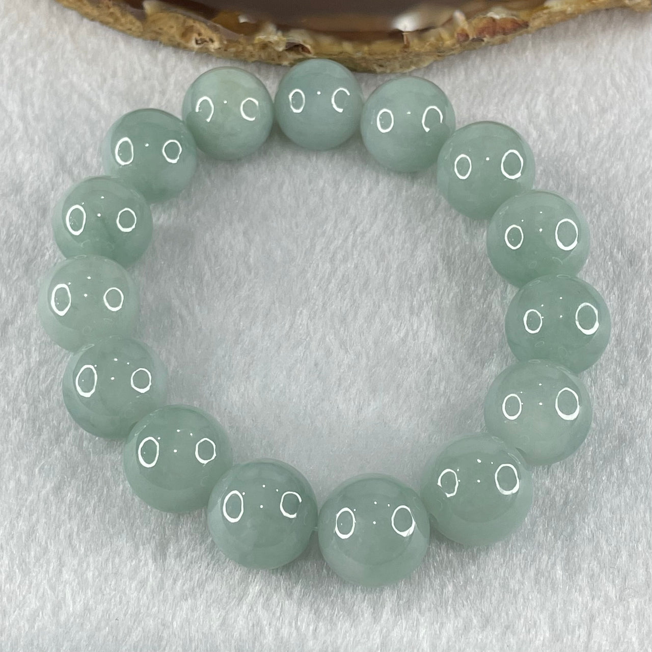 Type A Sky Blue Jadeite Beads Bracelet 86.81g 19cm 15.5mm 15 Beads - Huangs Jadeite and Jewelry Pte Ltd