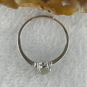 Natural Type A Semi Icy Faint Green Jadeite Oval Shape Cabouchon in S925 Silver Ring (Adjustable Size) 1.22g 7.2 by 5.0 by 2.0mm - Huangs Jadeite and Jewelry Pte Ltd