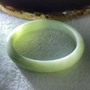 Natural Type A Light Apple Green Jadeite Oval Bangle 32.89g Inner Diameter 55.1mm Thickness 9.9 by 6.8mm (Close to Perfect) - Huangs Jadeite and Jewelry Pte Ltd