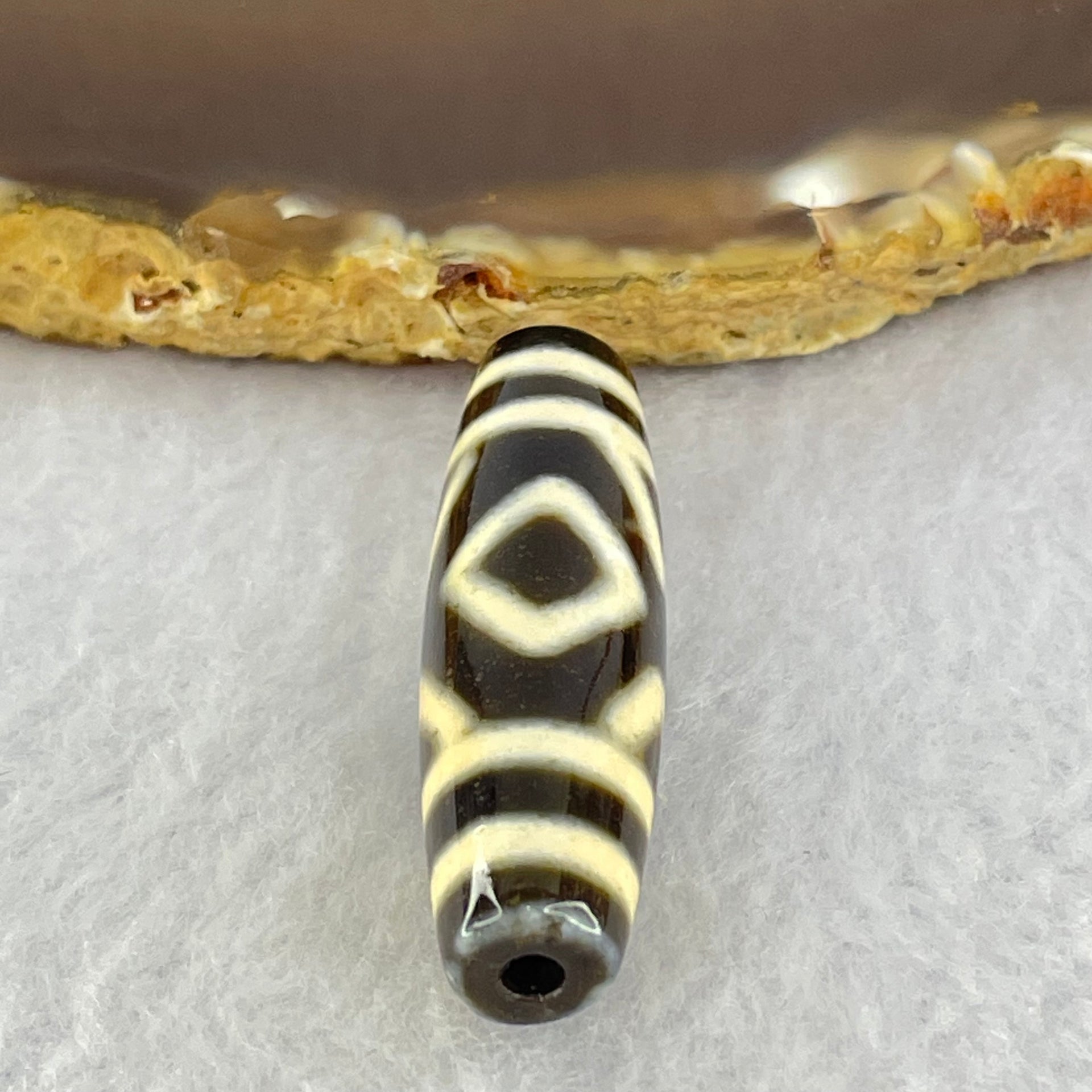 Natural Powerful Tibetan Old Oily Agate 2-Eye Vajra Dzi Bead Heavenly Master (Tian Zhu) 二眼天珠 7.36g 38.5 by 11.3mm - Huangs Jadeite and Jewelry Pte Ltd