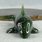 Natural Dark Green Serpentine Killer Whale Display 130.1g 122.0 by 52.0 by 50.0mm - Huangs Jadeite and Jewelry Pte Ltd