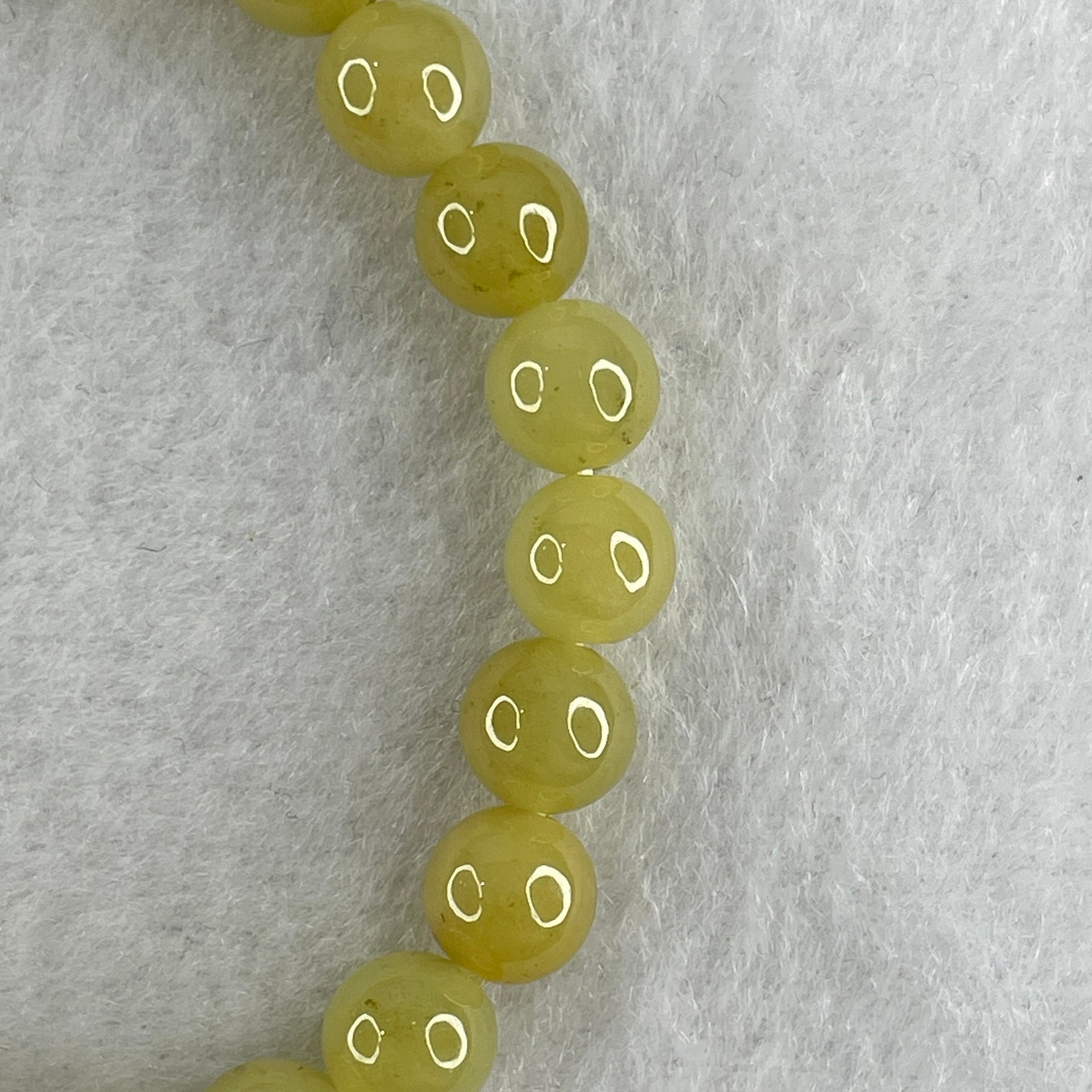 High Grade Natural Type A Intense Yellow Jadeite  Beads Bracelet 18.28g 15cm 7.8mm 24 Beads - Huangs Jadeite and Jewelry Pte Ltd
