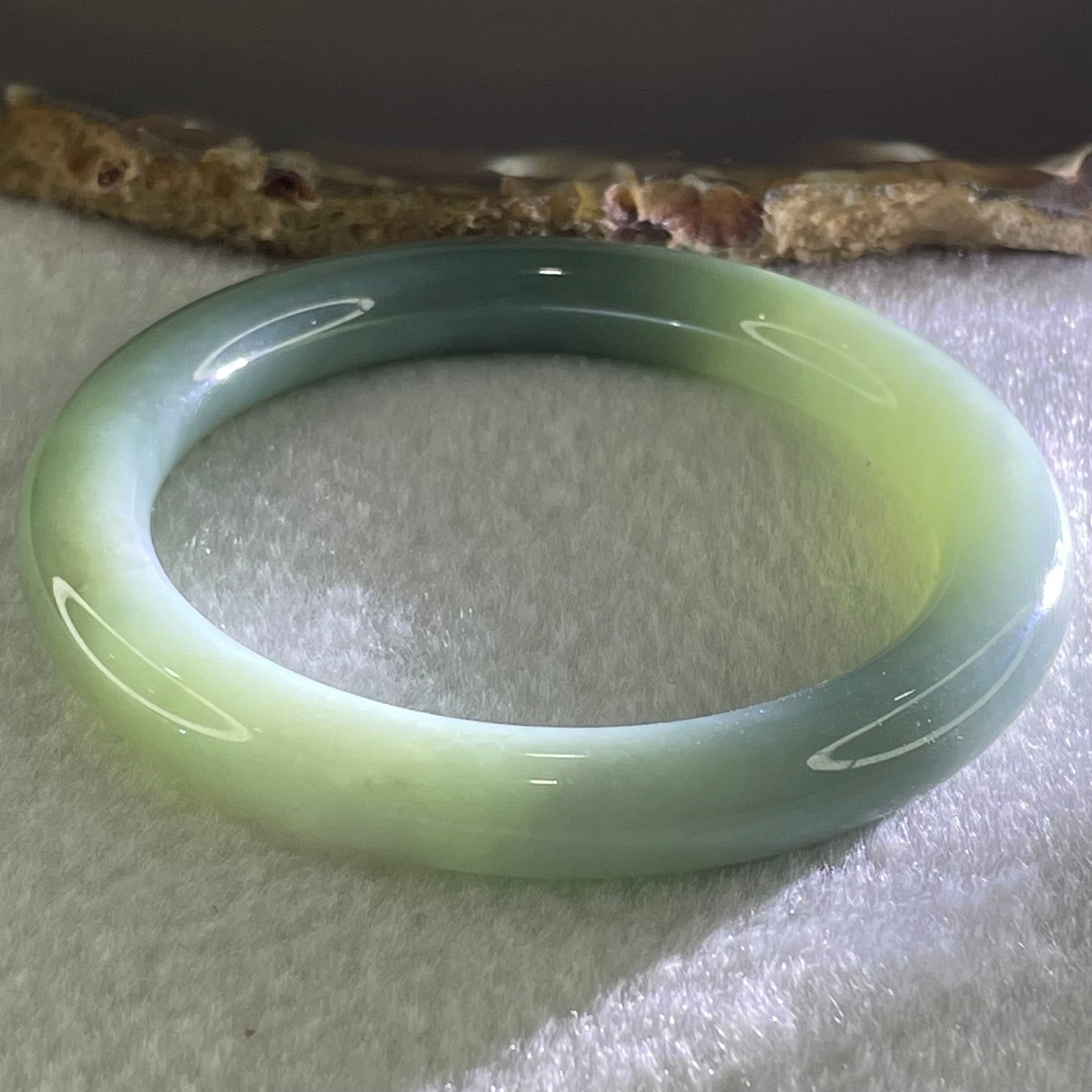 Type A Blueish Green Jadeite Bangle 44.77g Internal Diameter 55.5mm 8.9 by 9.5mm (Close to Perfect) - Huangs Jadeite and Jewelry Pte Ltd