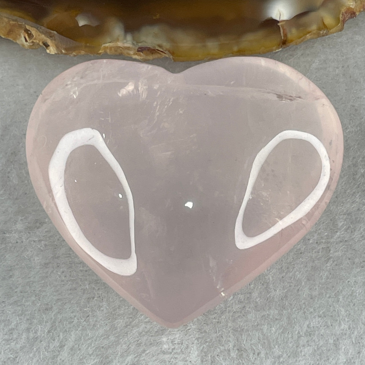 Above Average Grade Natural Rose Quartz Heart Shape Display 32.32g 36.0 by 41.8 by 17.5mm