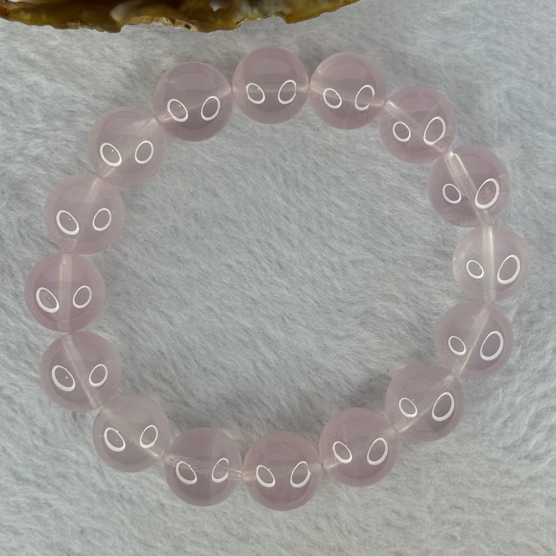 Natural Rose Quartz Beads Bracelet 天然玫瑰石英珠手链 52.64g 18.5cm 13.8mm 16 Beads - Huangs Jadeite and Jewelry Pte Ltd