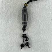 Natural Powerful Tibetan Old Oily Agate 1 Eye with Mountain Dzi Bead with Black Onyx Necklace 37.03g 62cm 38.1 by 11.8mm - Huangs Jadeite and Jewelry Pte Ltd