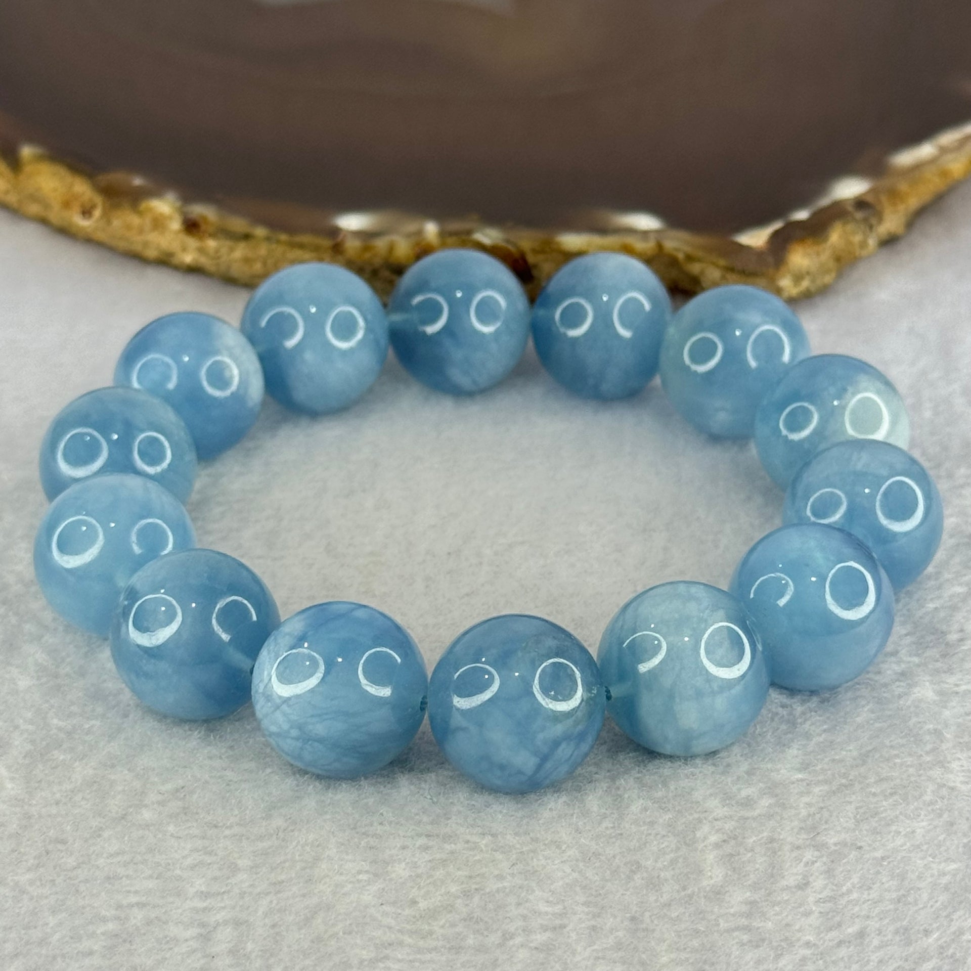 Natural Aquamarine Beads Bracelet 81.94g 19cm 16.2mm 14 Beads - Huangs Jadeite and Jewelry Pte Ltd