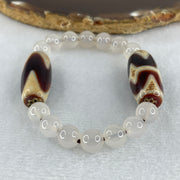 Natural Powerful Tibetan Old Oily Agate Tiger Tooth Daluo Dzi Bead Heavenly Master (Tian Zhu) with White Agate Beads Bracelet 24.84g 14cm 29.8 by 13.0mm Double Tiger Tooth - 29.5 by 12.3 Tiger Tooth - Huangs Jadeite and Jewelry Pte Ltd
