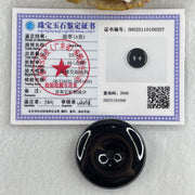 Type A Opaque Black Omphacite Jadeite Ping An Kou Donut Pendant 23.51g 36.2 by 8.7mm - Huangs Jadeite and Jewelry Pte Ltd