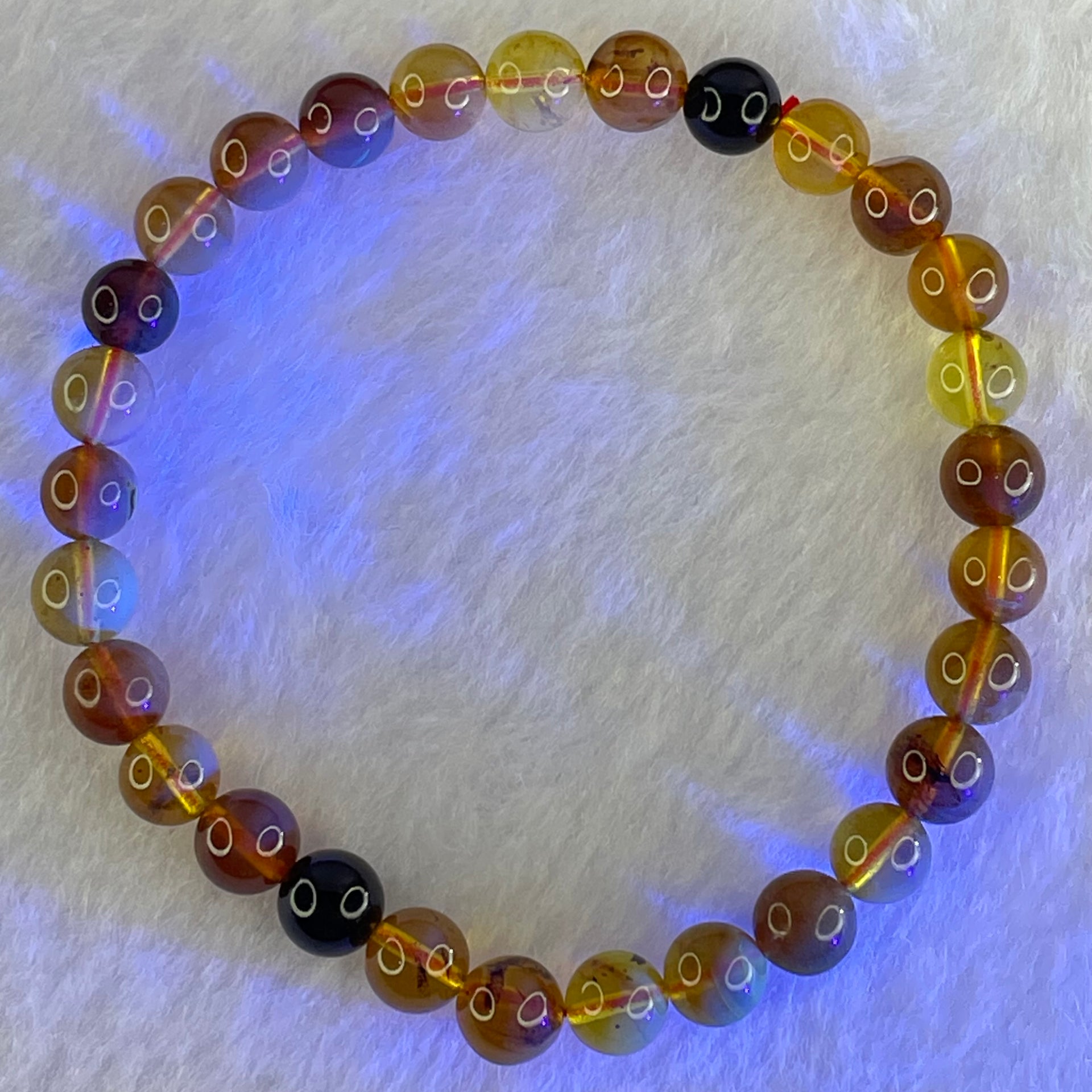 Natural Mixed Color Amber Beads Bracelet 3.66g 15cm 6.3mm 29 Beads - Huangs Jadeite and Jewelry Pte Ltd