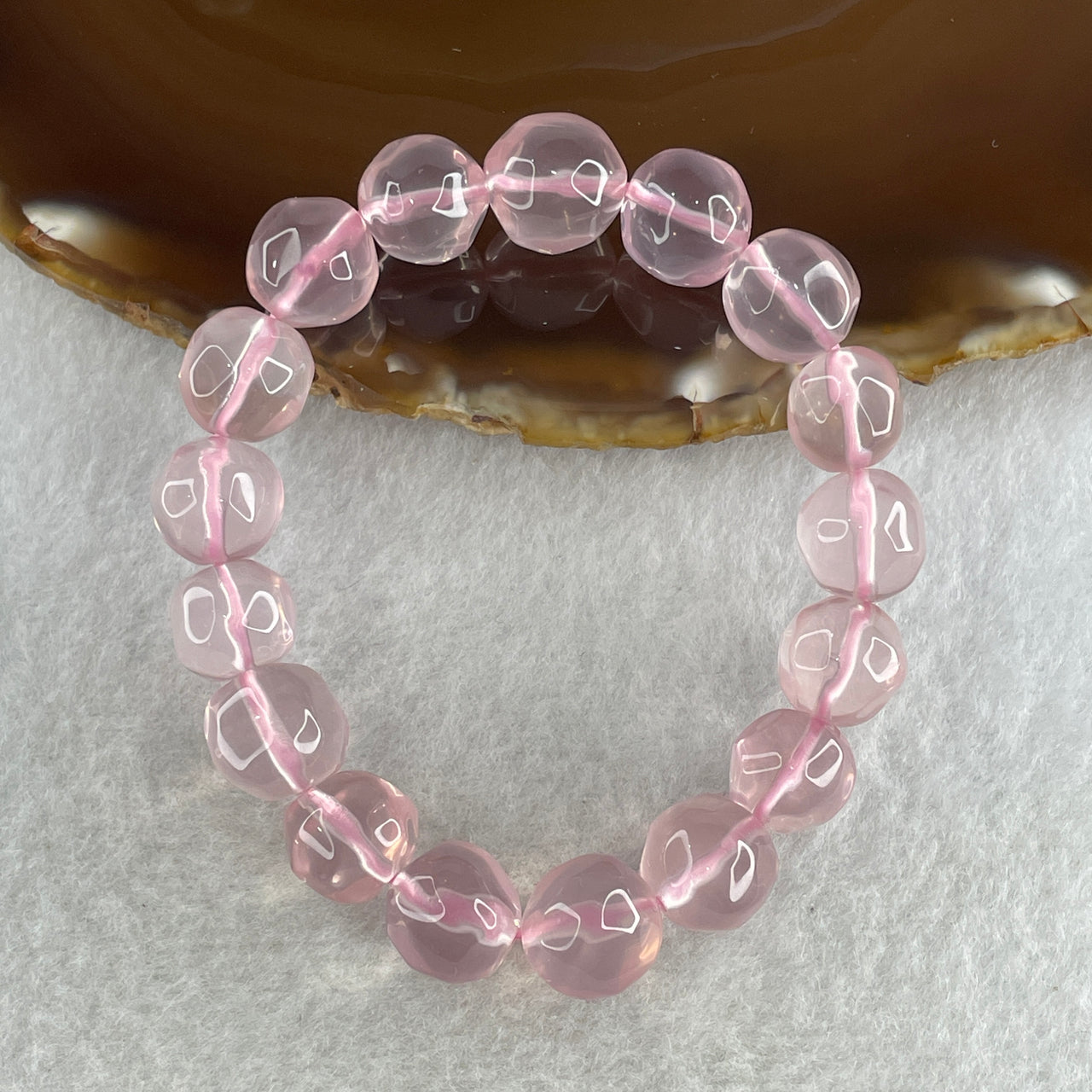 Natural Rose Quartz Beads Bracelet 32.08g 14.5cm 11.4mm 17 Beads - Huangs Jadeite and Jewelry Pte Ltd
