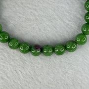Natural Emerald And Ruby Zoisite Beads Bracelet 18.40g 15.5cm 7.7mm 25 Beads - Huangs Jadeite and Jewelry Pte Ltd
