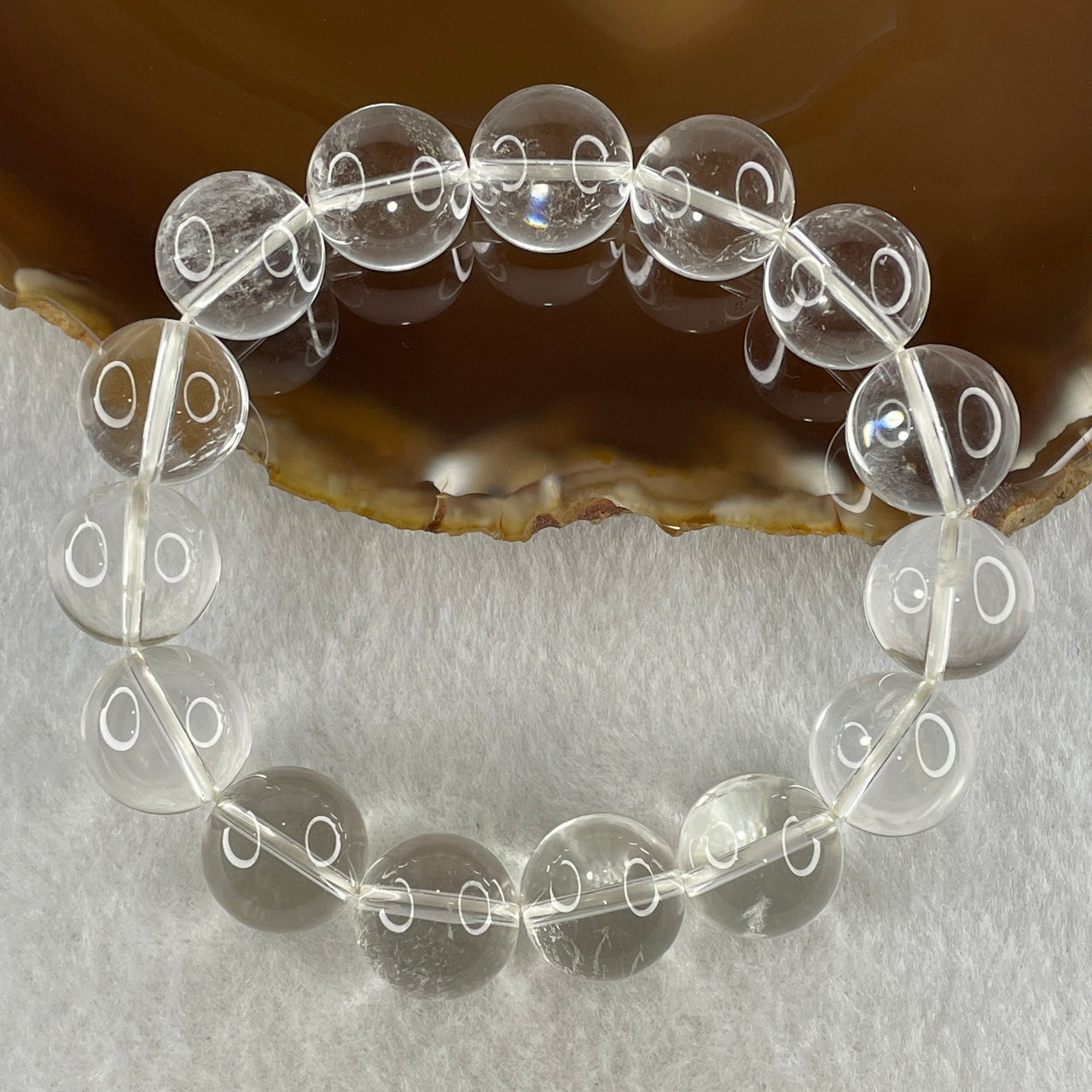 Natural Clear Quartz Beads Bracelet 60.96g 16cm 14.4mm 15 Beads - Huangs Jadeite and Jewelry Pte Ltd