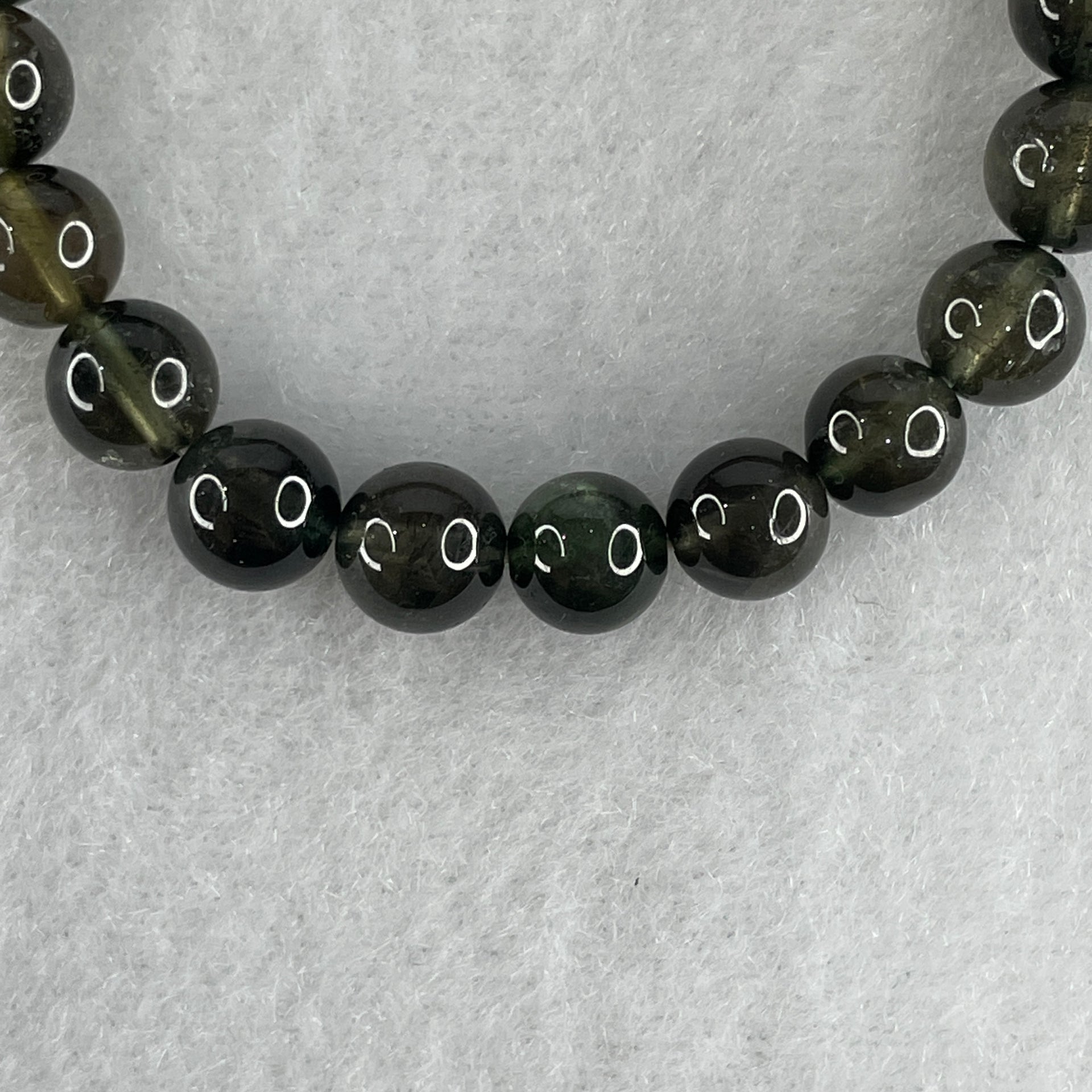 Very Good Natural Green Tourmaline Crystal Beads Bracelet 13.38g 13.5cm 7.2mm 23Beads - Huangs Jadeite and Jewelry Pte Ltd