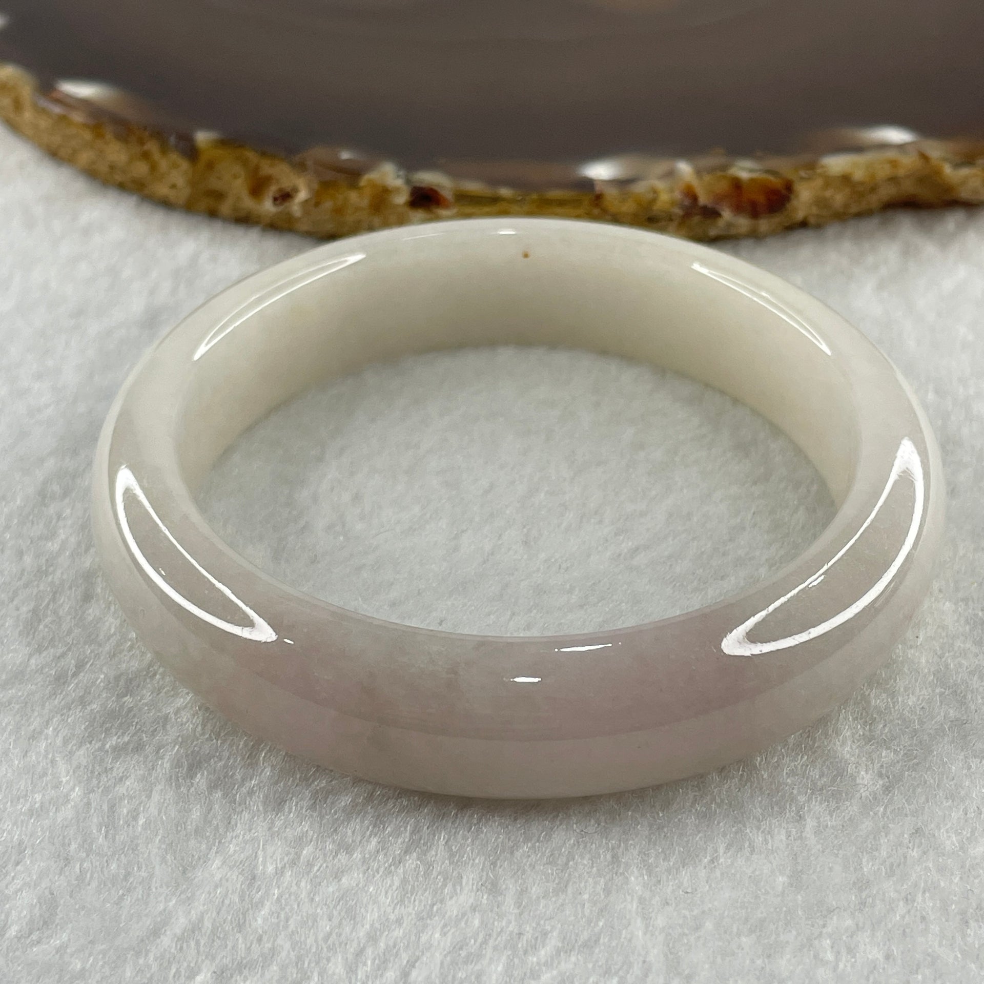 Certified Type A Natural Faint Lavender to White with Pinkish Jadeite Bangle 59.68g Inner Diameter 57.3mm 13.7 by 8.8mm (Close to Perfect) - Huangs Jadeite and Jewelry Pte Ltd