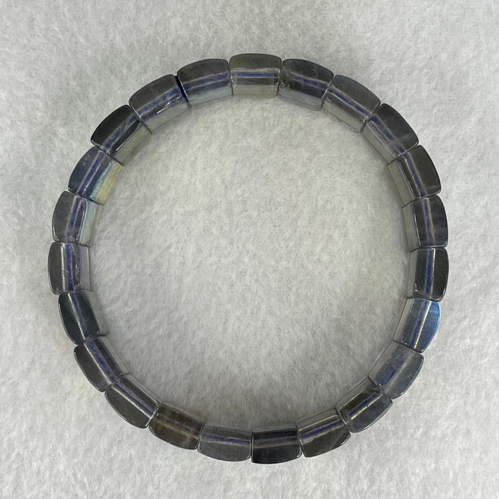 Good Grade Natural Labradorite Shou Pai Bracelet 33.838g 17cm 13.2 by 8.9mm 23pcs - Huangs Jadeite and Jewelry Pte Ltd